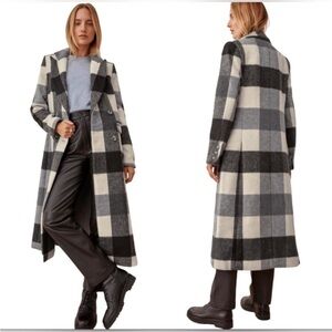Reformation Black and Gray Check York Coat
